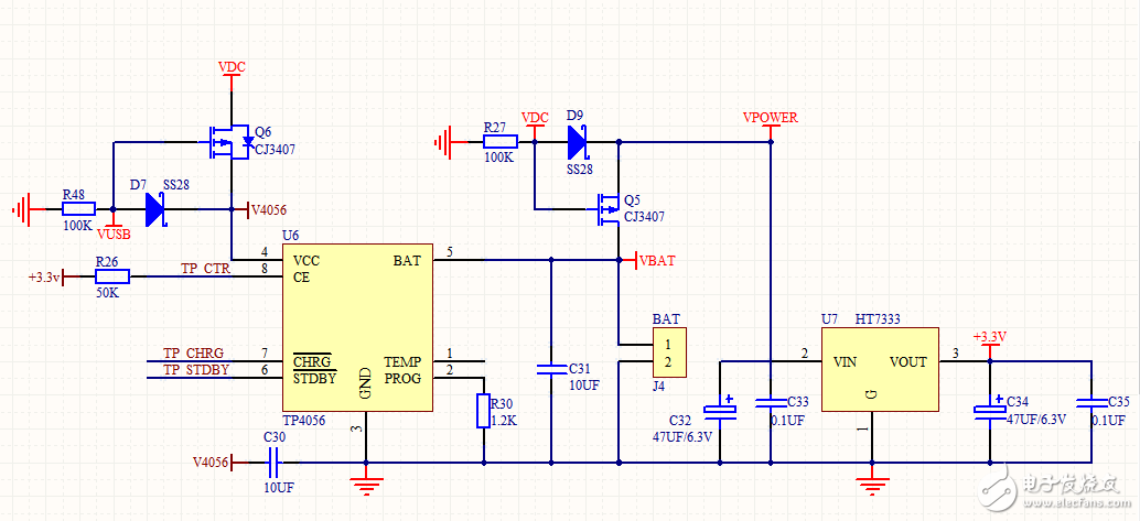 如图,我设计了一个tp4056的充电电路.